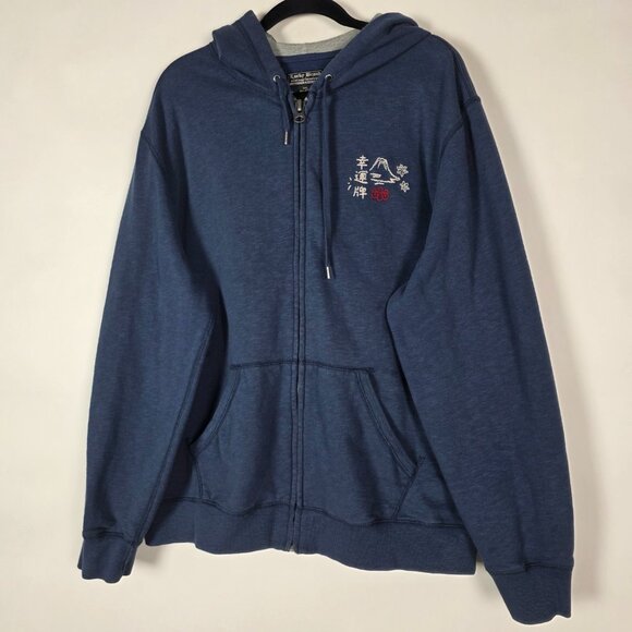 Lucky Brand Yokosuka Samurai Japan Embroidered Mens 2XL Full Zip Hoodie - Picture 1 of 7